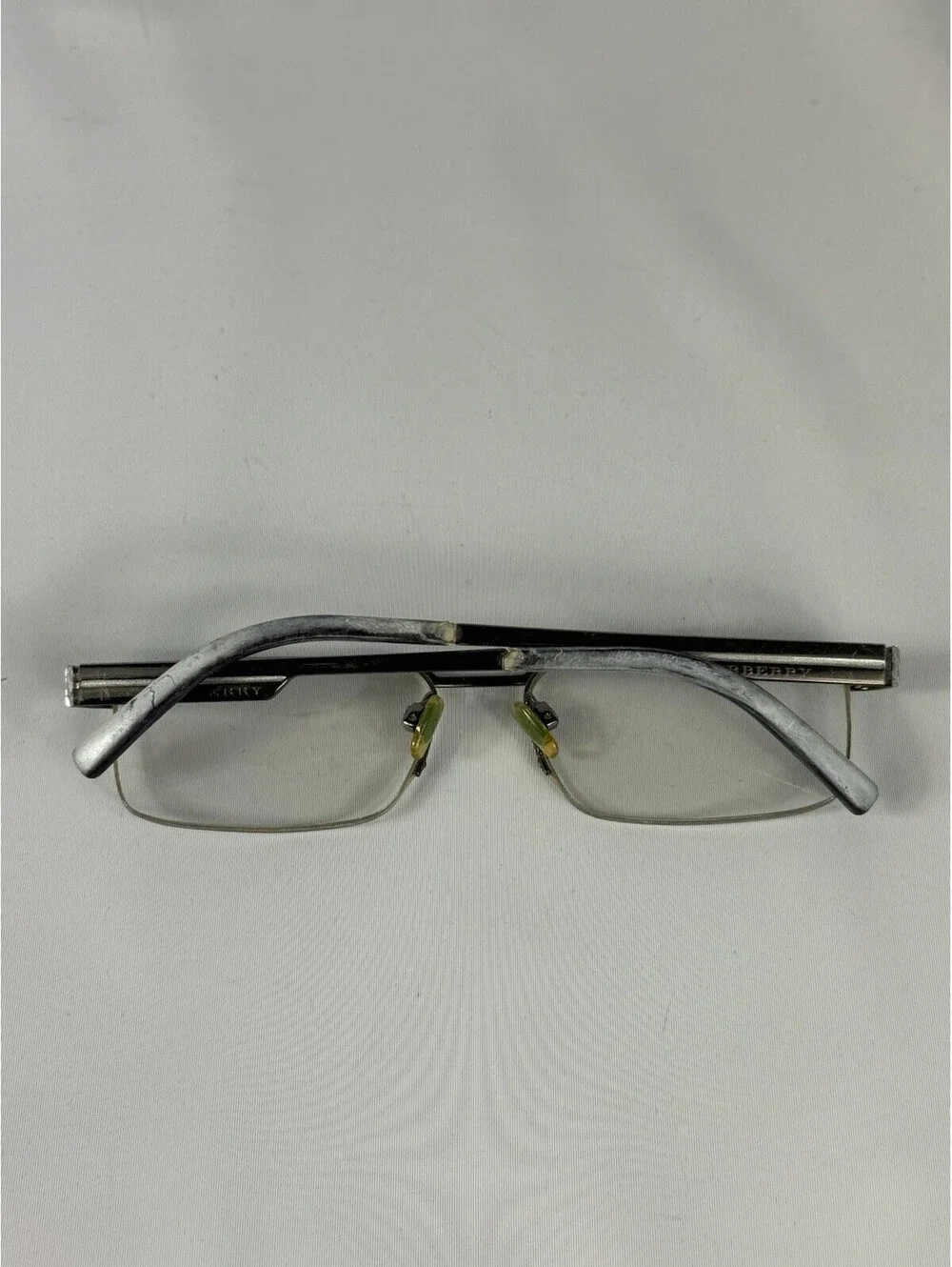 Burberry Eyeglasses B 1170 1094 Silver Black Half Rim Frame Italy 53[]17 140